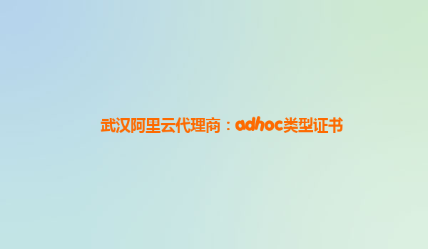 武漢阿里云代理商：adhoc類型證書