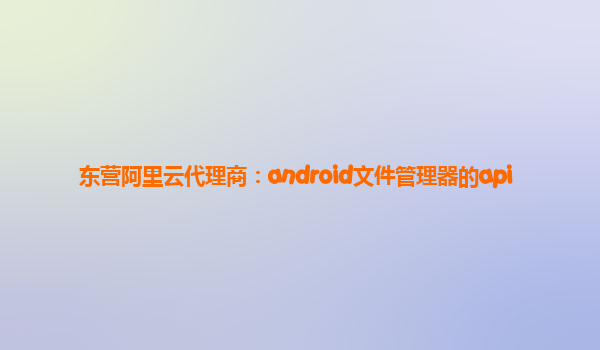 東營阿里云代理商：android文件管理器的api